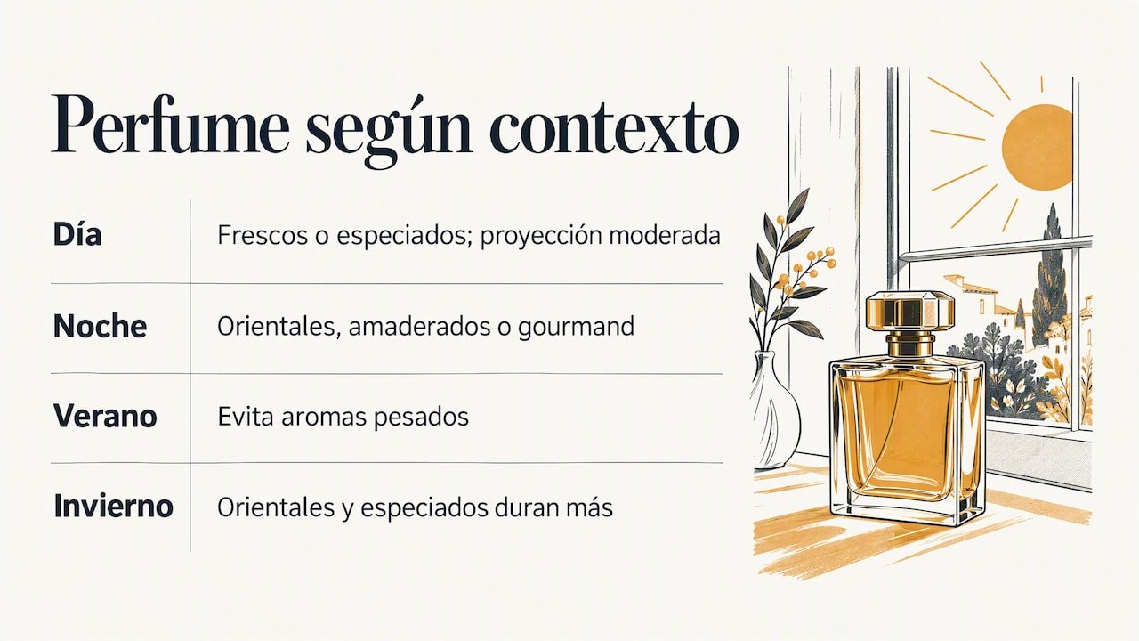 Guía de uso del perfume según hora y estación