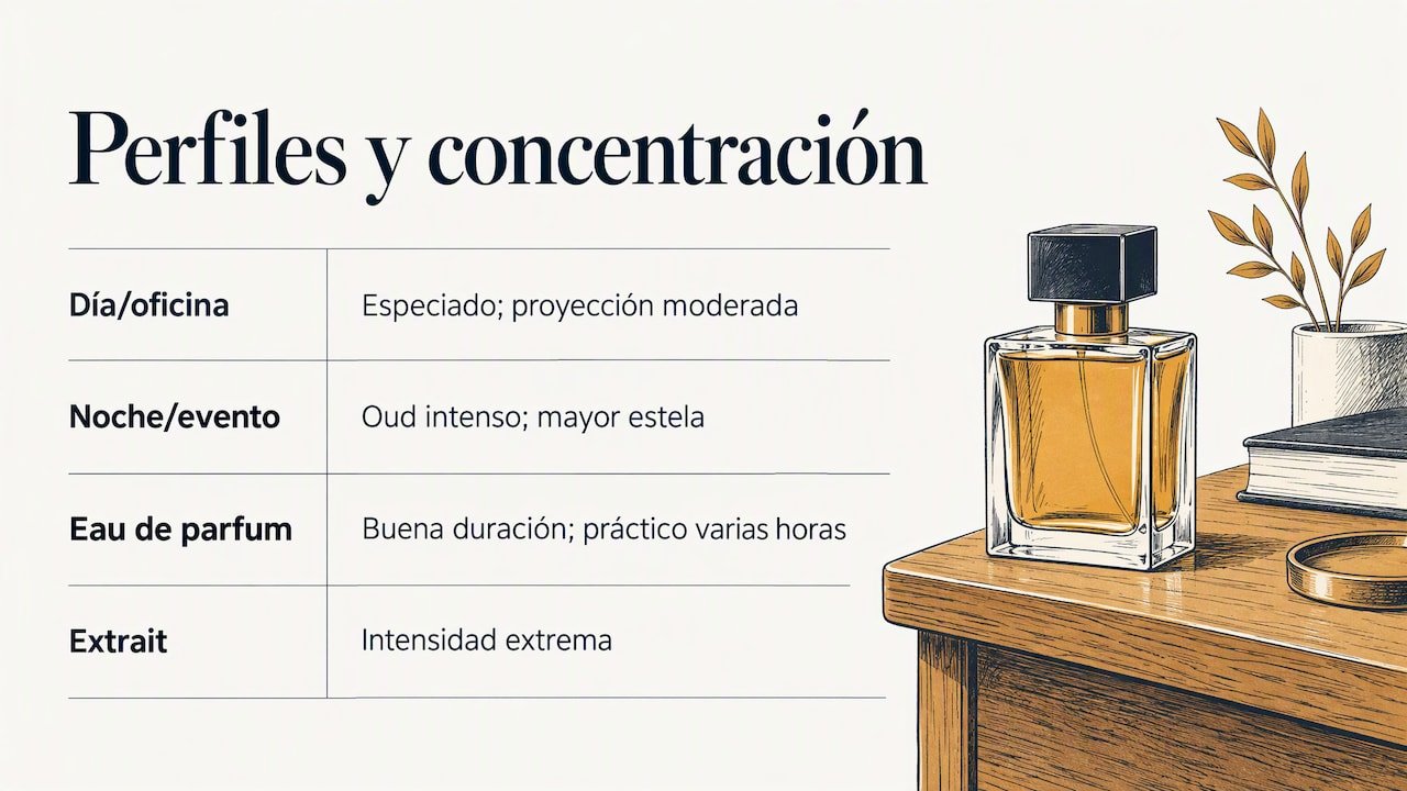 Comparación de perfumes para día y noche